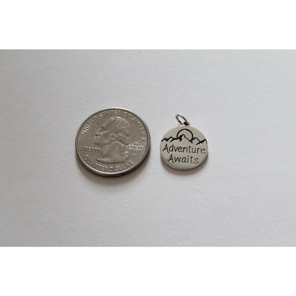 Sterling Silver Message Pendant - Adventure Awaits Charm, Adventure Awaits Charm - Picture 4 of 5